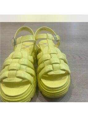 bp Yellow Woven Platform Sandals